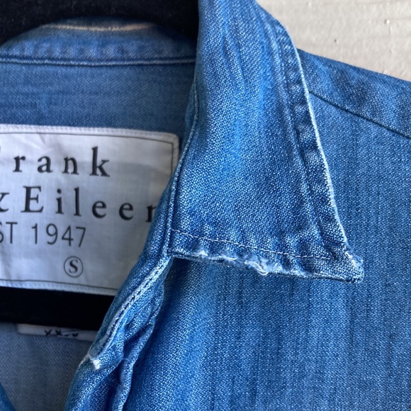 Frank & Eileen Grayson Denim Chambray Distressed Button Front Shirt - Picture 8 of 12
